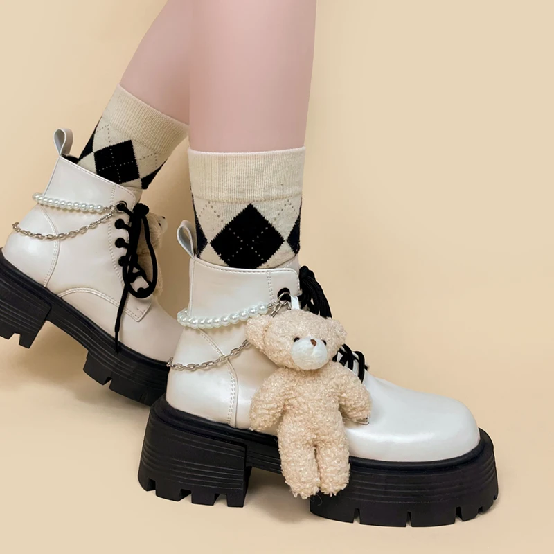 Женские ботильоны на платформе Amy and Michael белые ботинки массивной подошве в стиле