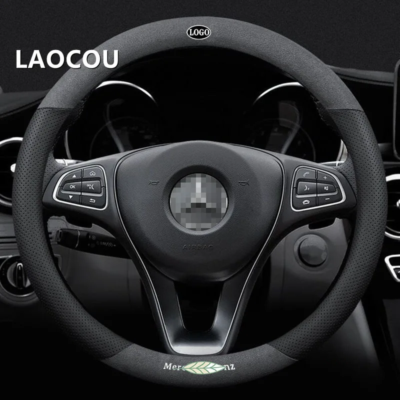 

Для Mercedes Benz 3D логотип лазерной печати бычья кожа Чехол рулевого колеса автомобиля Fit A C CLA E GLA GLC GLE S B CLS Class W204 W176
