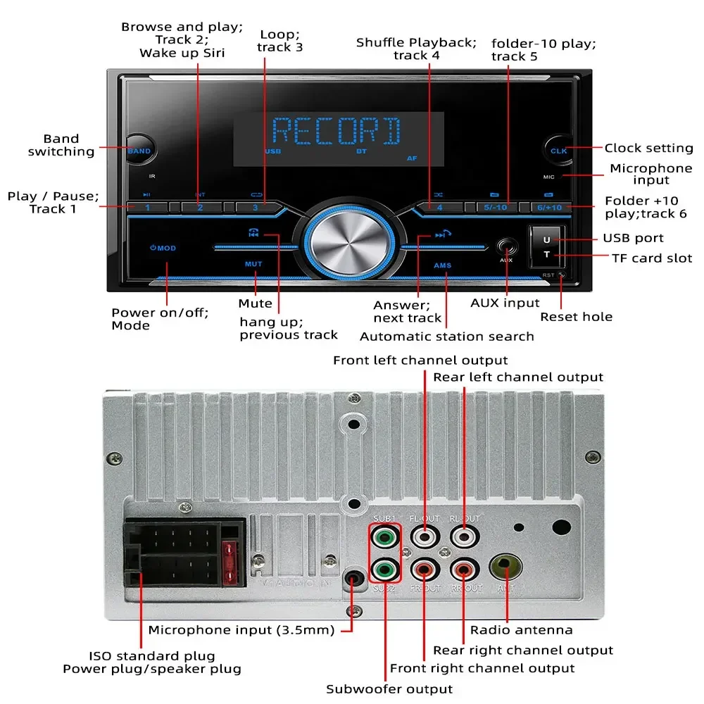 Автомобильный MP3-плеер стерео-система с поддержкой Bluetooth USB TF-карты FM-радио