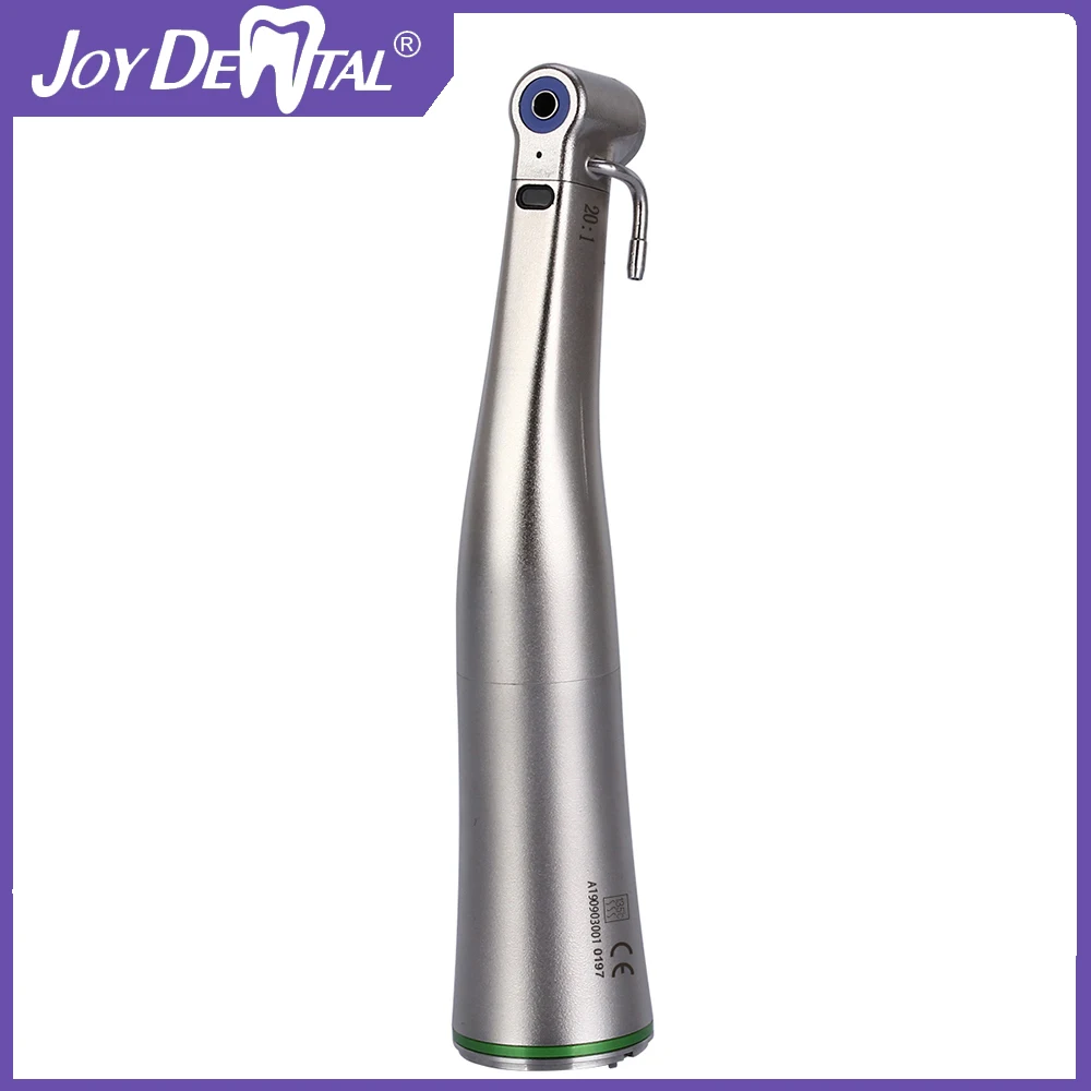 

JOY DENTAL 20:1 Dental Implant Fiber Optic Low Speed Contra Angle Handpiece LED Push Button Chuck Available for E-type Motors