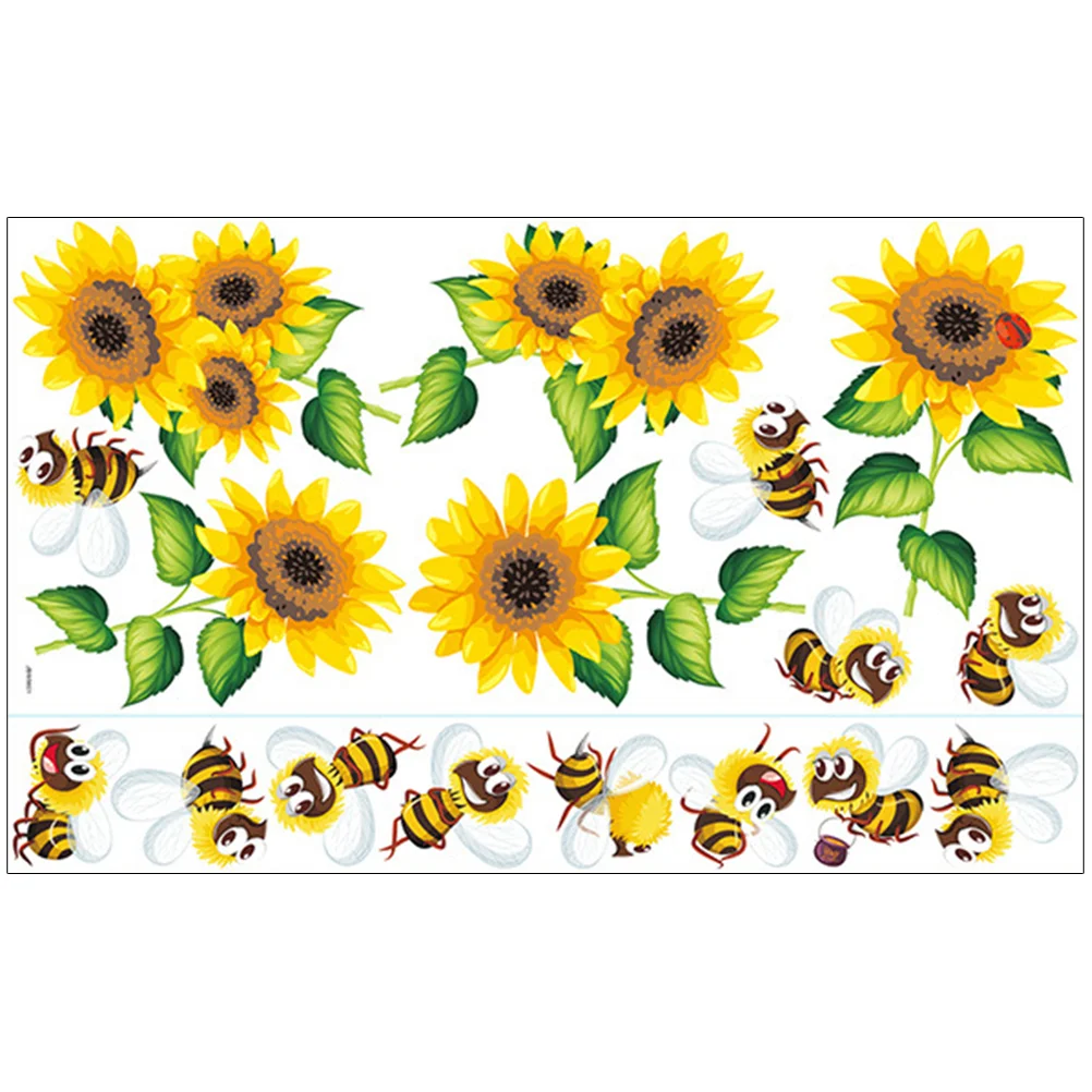 

Wall Sunflower Stickers Window Decal Sticker Decals Flower Clings Decor Mural Stick Flowers Decorations Yellow Peel Removable