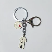 poodle teddy dog pendant key chains for women men girls metal car key ring