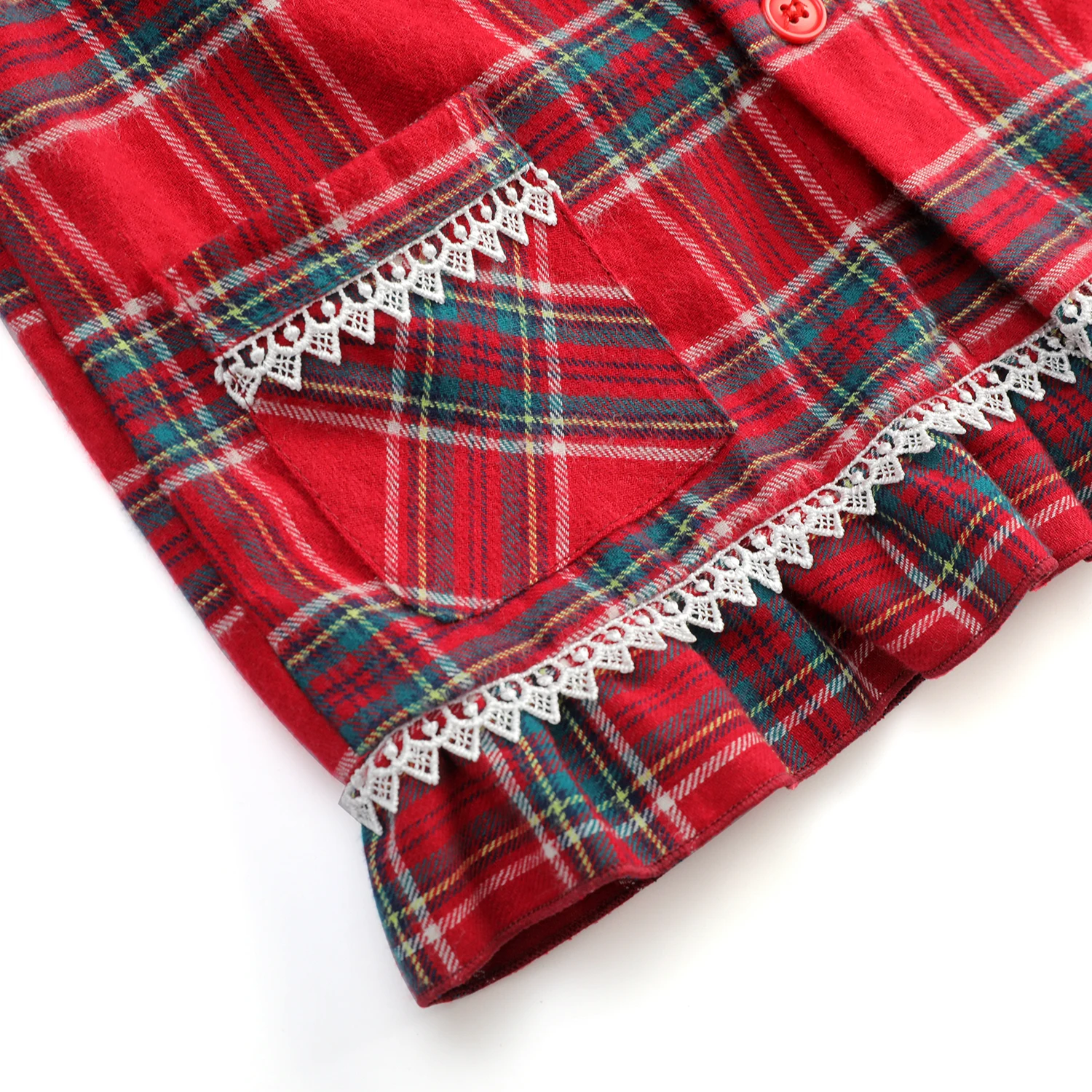 Flannel Christmas Pajamas Monogrammed Kids Boys and Girls Red Tartan Matching Pyjamas Lace Lounge Set images - 6