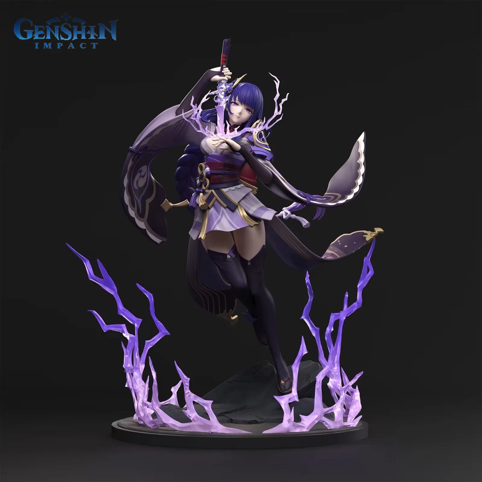

31cm Genshin Impact General Thunder Silence Inazuma Ke Qing Anime Figures Game Two-Dimensional Model Toy Ornaments Birthday Gift