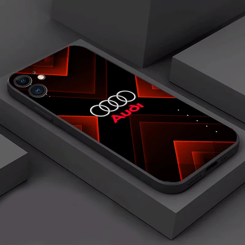 

Audi car Luxury Phone Case For Apple IPhone 13 12 11 14 Pro Max Mini XR X XS Max 6S 7 8 Plus SE 2020 Men women soft black Cover