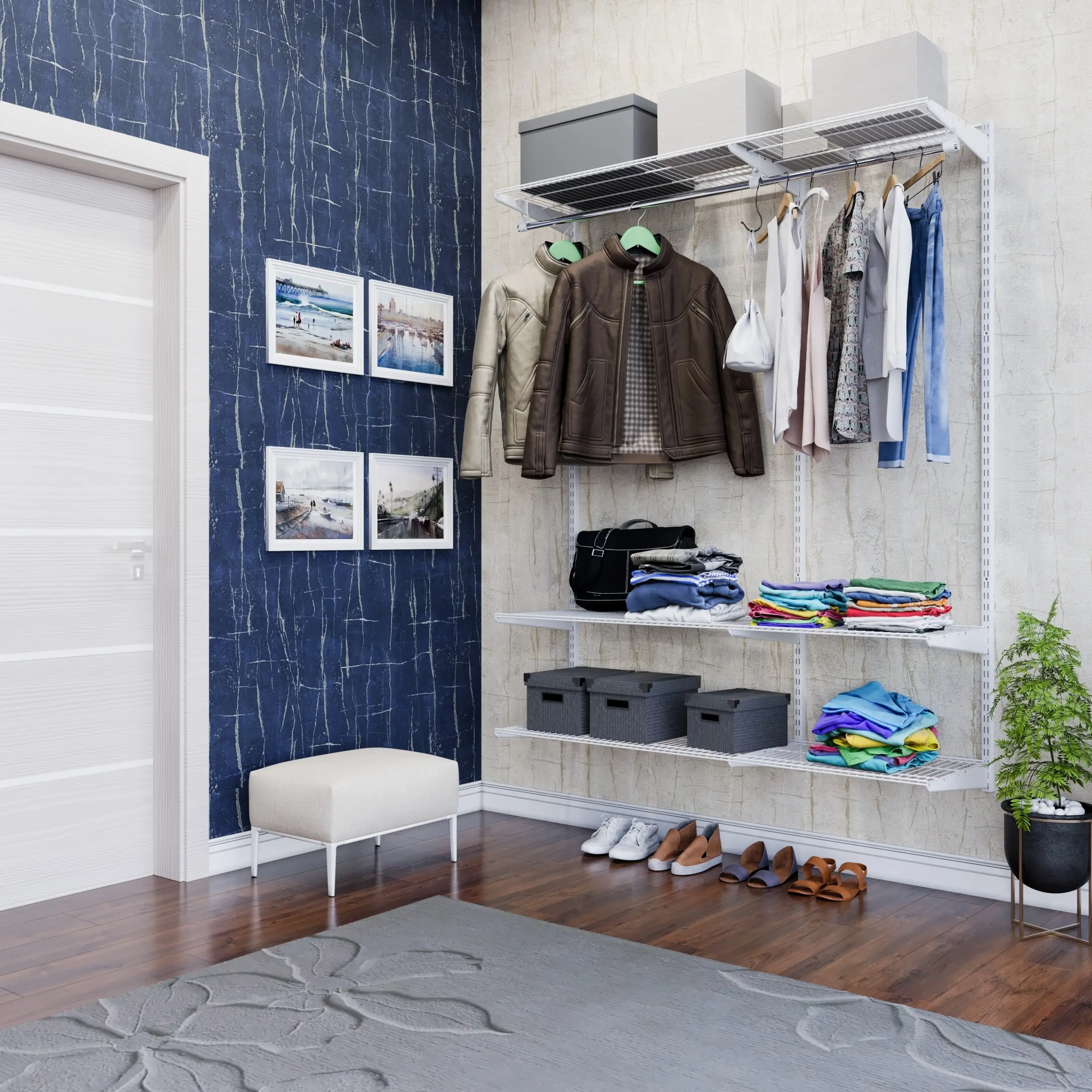 Гардеробная система Титан-GS в прихожую белая 450 | Мебель