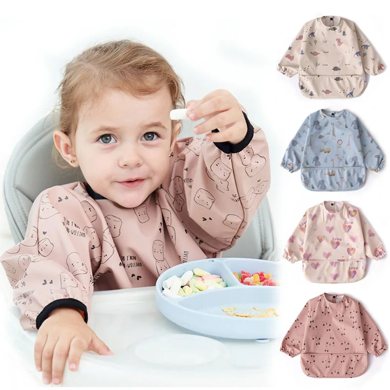 

Детский шарф с длинным рукавом, водонепроницаемый художественный нагрудник, фартук для кормления, карманный тканевый нагрудник для младен...