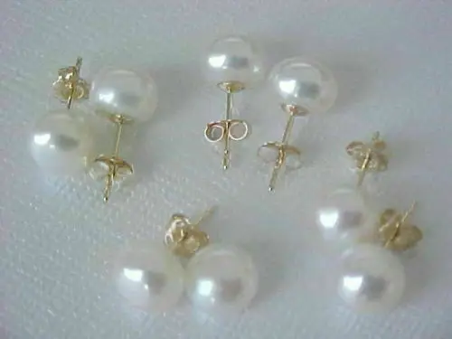 

Hot sell 4pc AAA 11-12mm Akoya South Sea White Stud Pearl Earring 14kp gold