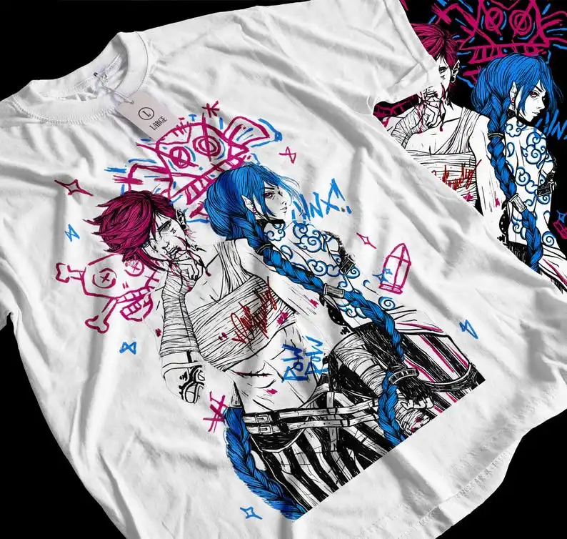 Фото Футболка Jinx Arcane Vi, аниме, японская рубашка с рисунком мультфильма, все размеры №3