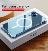 transparent shockproof original magnectic phone case for iphone 12 13 pro max 1213mini for magsafe wireless charging hard cover