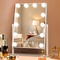 hollywood lighted makeup vanity mirror with lights smart touch control 3 colors dimable light detachable 10x magnification