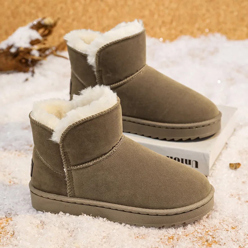 

Winter Suede Snow Boots Women Warm Fur Men Cotton Shoes Comfortable Slip-on Men Black Ankle Boots Size 32-45 Botas Para Hombre