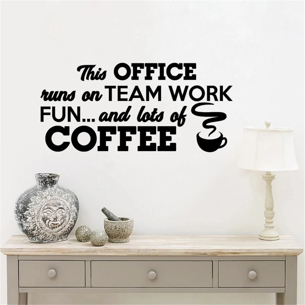 

This Office Runs On Teamwork Quotes Wall Stickers Door Window Decals Removable Vinyl Bedroom Office Home Decor Murals DW13832