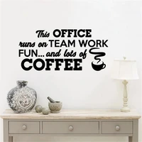 this office runs on teamwork quotes wall stickers door window decals removable vinyl bedroom office home decor murals dw13832