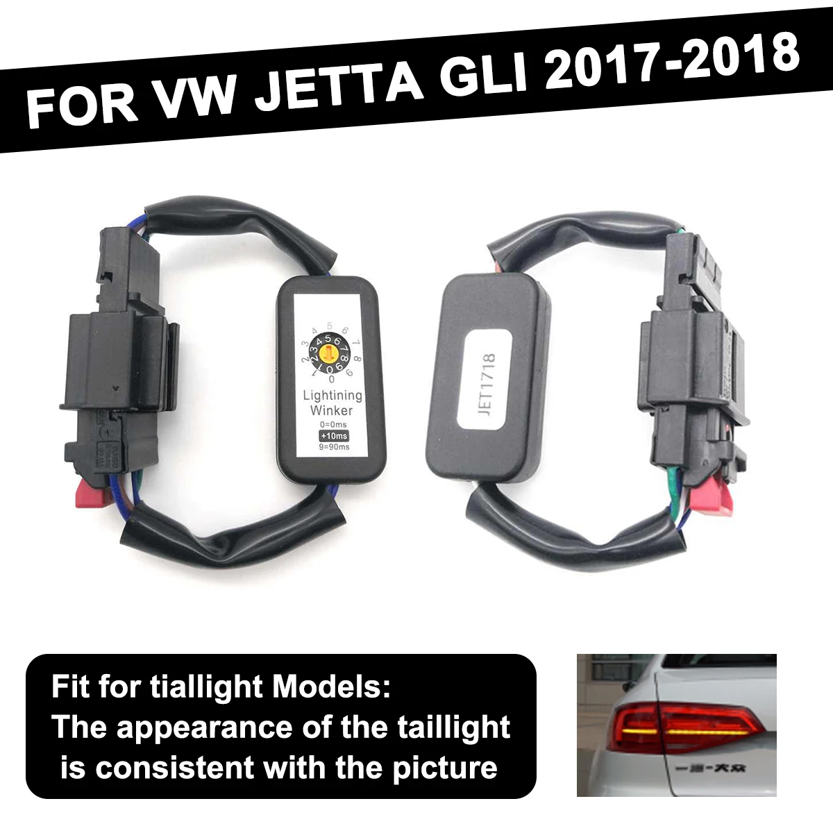

LED Taillight Dynamic Turn Signal Indicator 2Pcs Black Add-on Module Cable Wire Harness For VW JETTA GLI 2017-2018