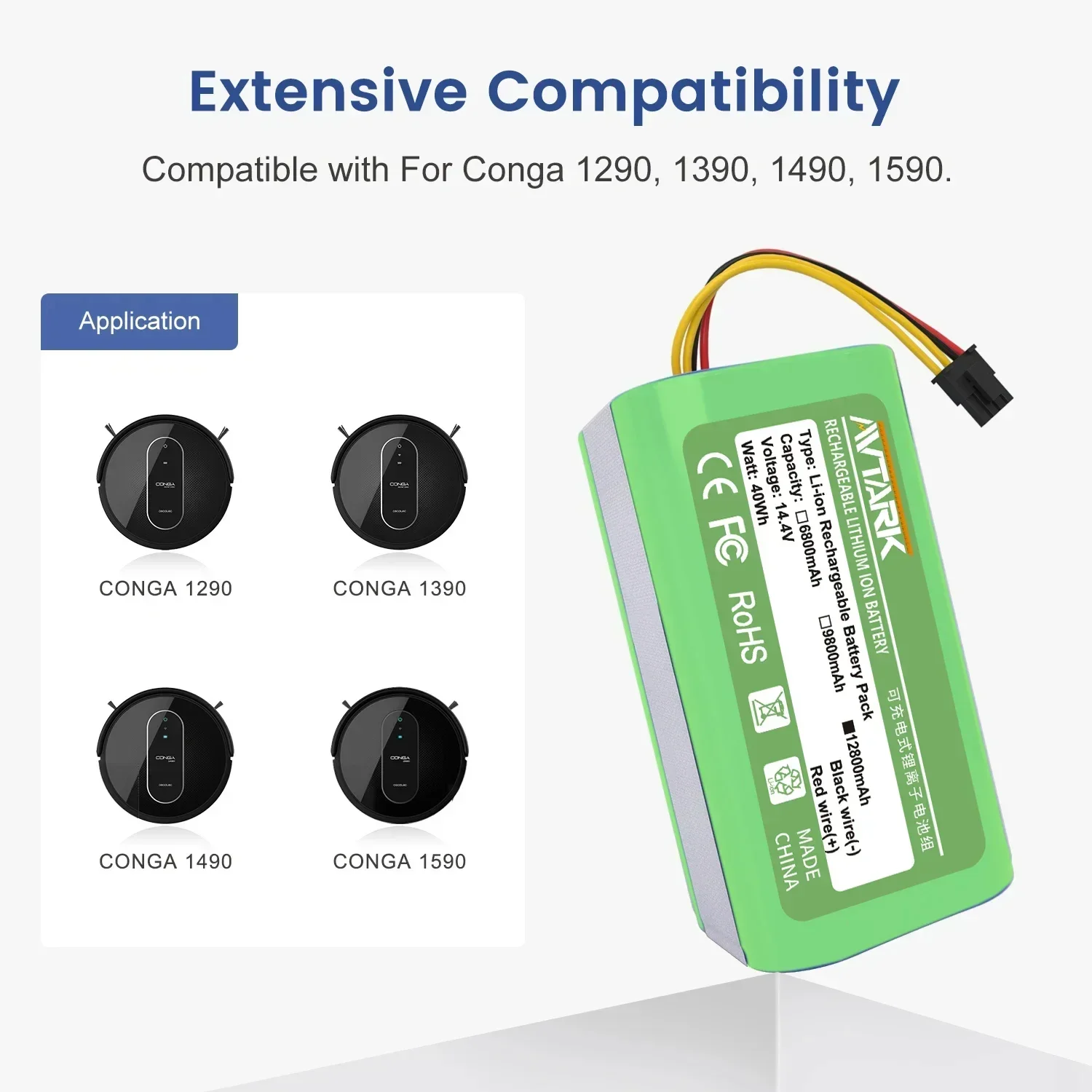 Литий-ионный аккумулятор 14 4 В 2600 мАч для Cecotec Conga 1290 1390 1490