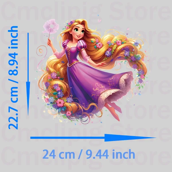 Disney Princess Rapunzel and Aurora fusible clothing patches thermo-stickers for children iron on transfer DIY Sewing Decoration