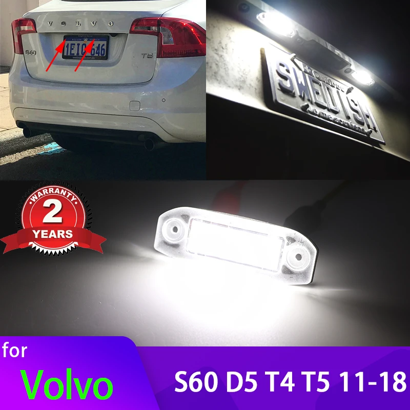 

For Volvo S60 II D5 R-Design T4 T5 2011 -2018 LED Canbus 12V 2 Pcs Car License Number Plate Lights Number Back light
