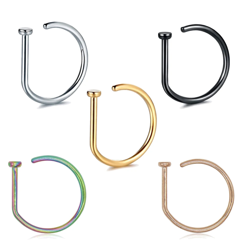 Серьги-гвоздики для носа 2 шт. пирсинг в виде D-образной формы 18 г 20 8 мм 10 губ