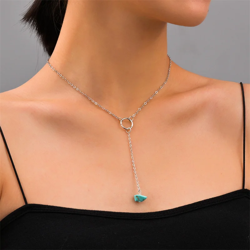 

Женское Ожерелье-цепочка с подвеской из зеленого камня