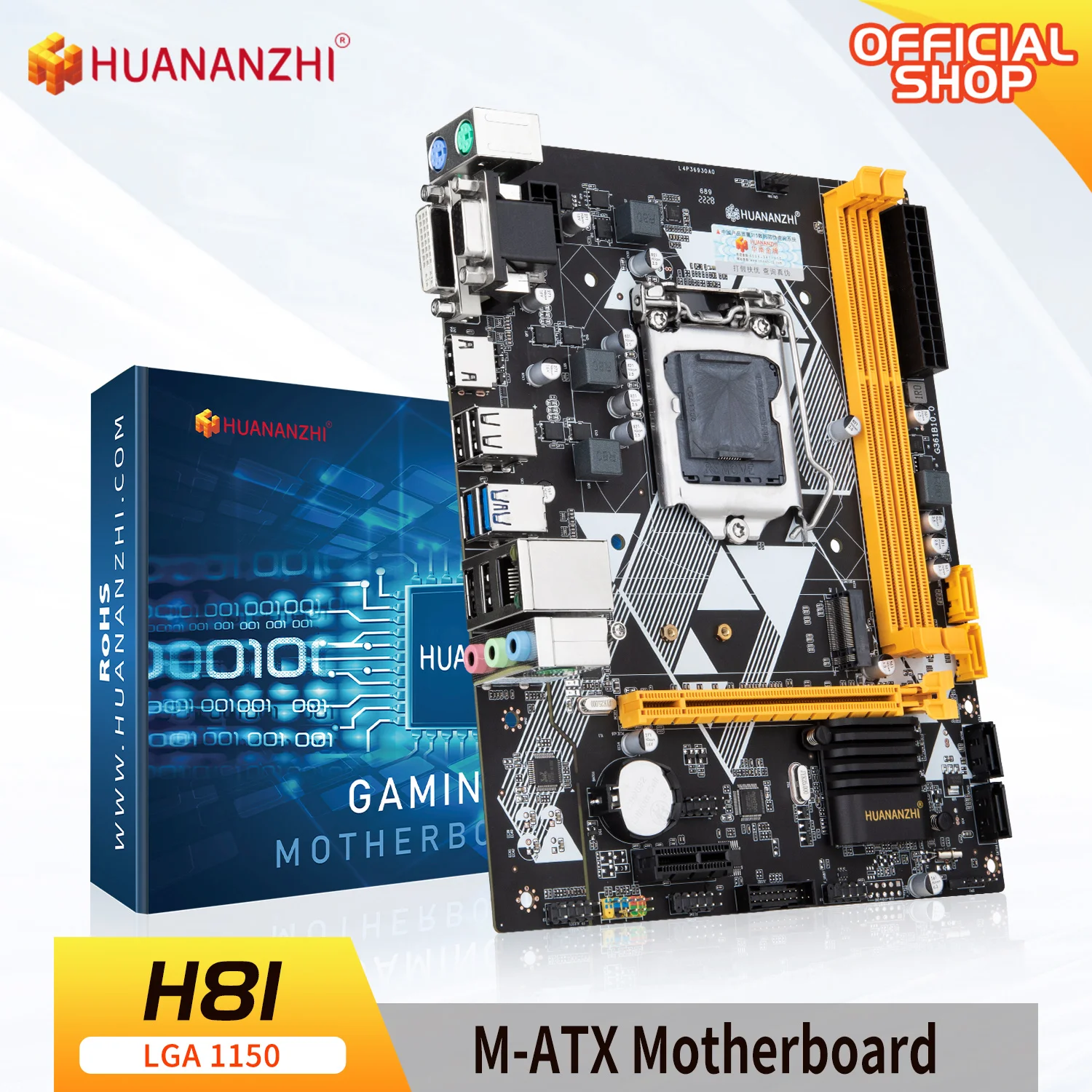 

HUANANZHI H81 Motherboard M-ATX Intel LGA 1150 i3 i5 i7 E3 DDR3 1333/1600MHz 16GB M.2 SATA3 USB3.0 VGA DVI HDMI-Compatible