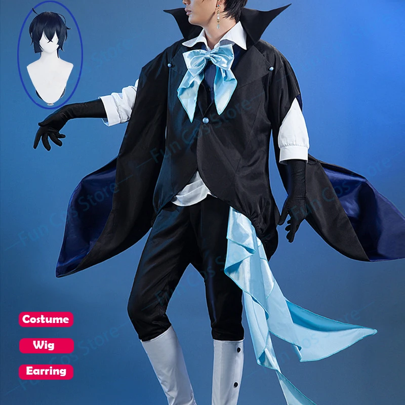 

Anime The Case Study of Vanitas Cosplay Costume Vanitas No Karte Suit Leggings Gloves Earring Blue Wig Vampire Outfit Full Set