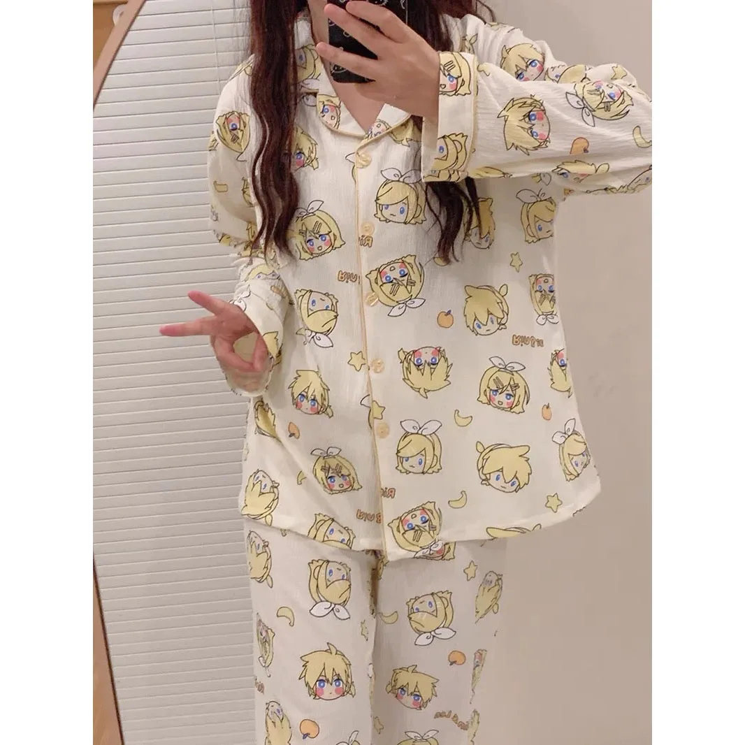 Кагамине Рин Лен аниме-фигурка пижамы для девочек с длинными рукавами