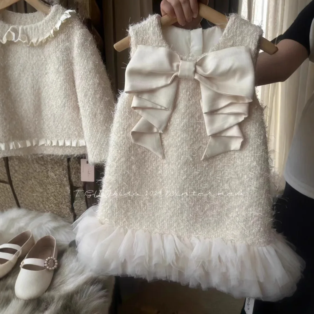 Комплекты для маленьких девочек изящный стиль элитное пальто тюлевое платье без