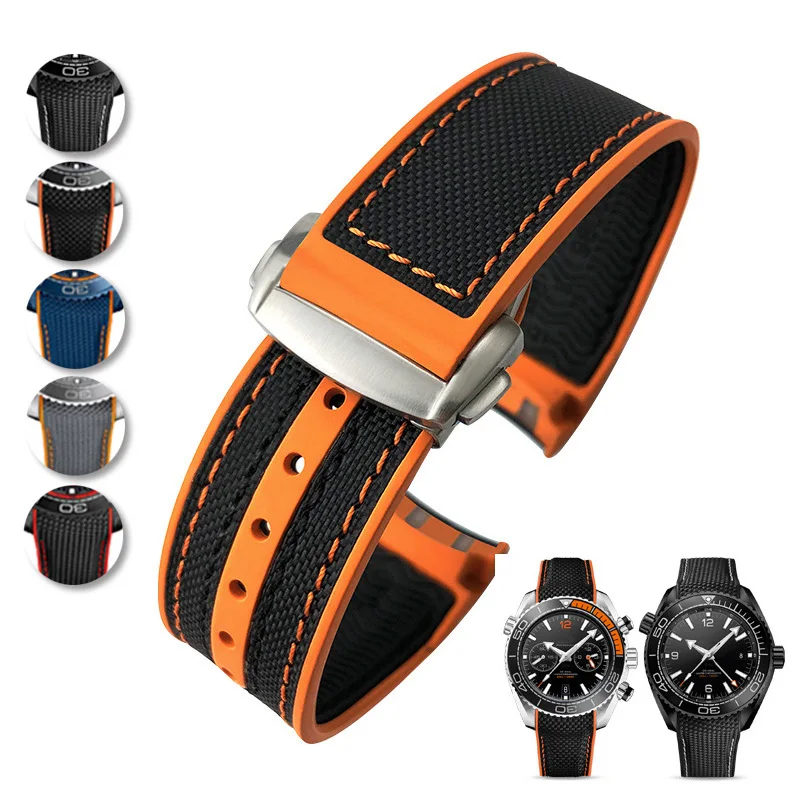 

Ремешок силиконовый для часов Omega SEAMASTER, резиновый нейлоновый браслет для часов с планетой океана SPEEDMASTER, аксессуары для часов