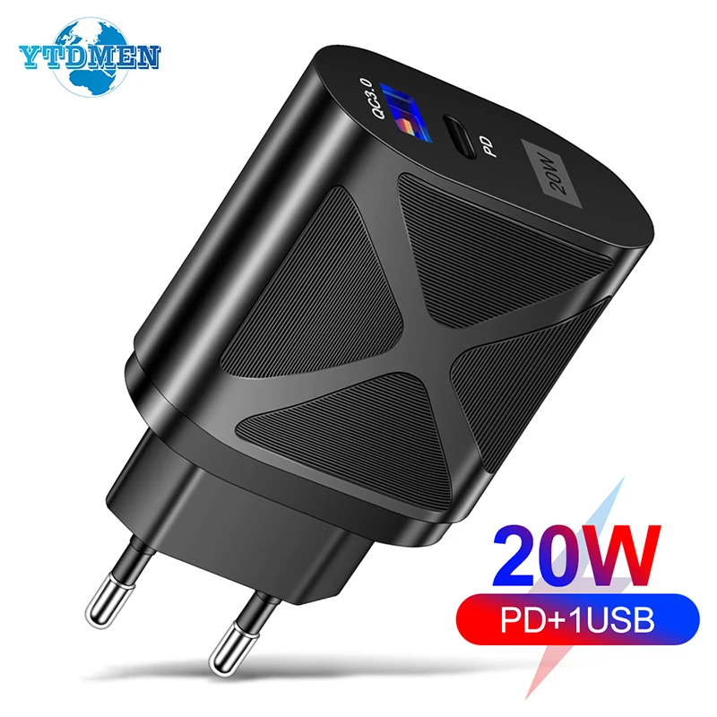 

Сетевое зарядное устройство PD 20 Вт с двумя USB-портами и поддержкой быстрой зарядки