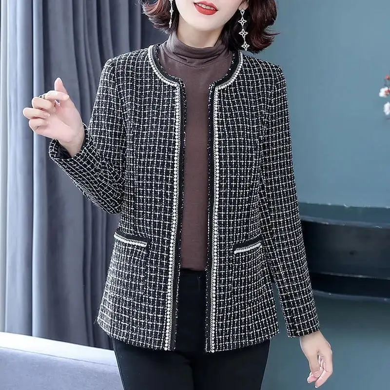 

Casaco Feminino Mom Spring Autumn Short Coat Women's Coats 2022 New Fashion Pocket Jackets Tops Black Woolen Coat Female