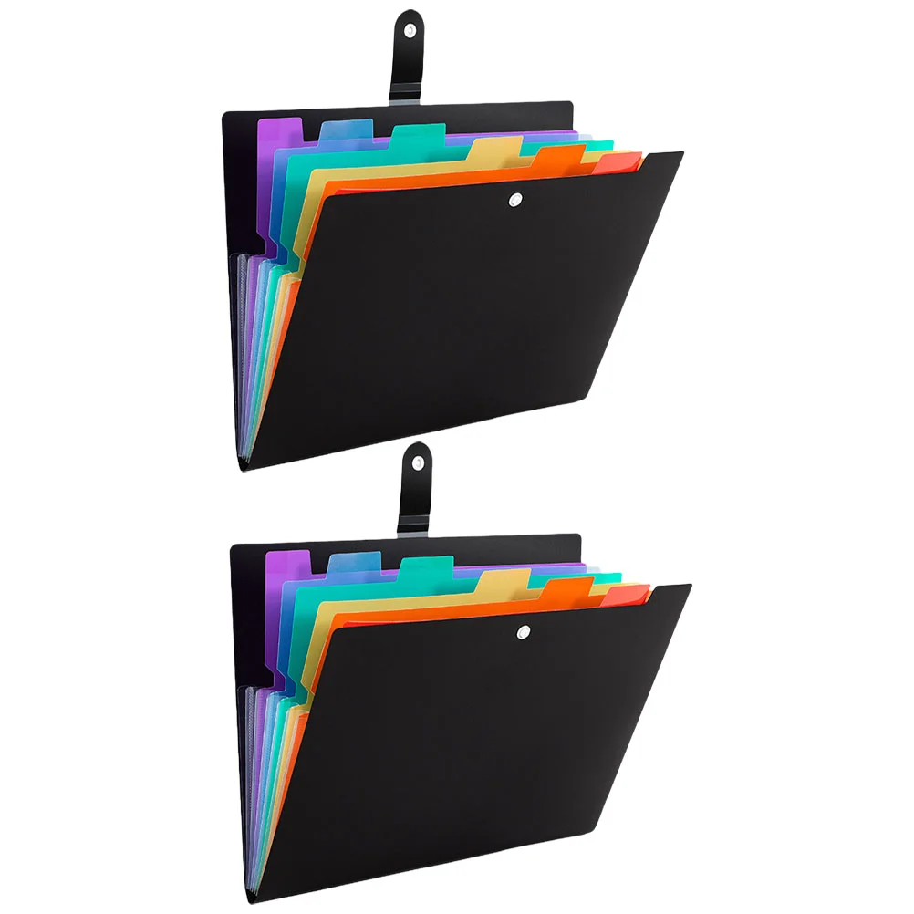 

2 Pcs Accordion File Organizer Plastic Folder Portable Multi-layer Bag Office Document Receipt Holder