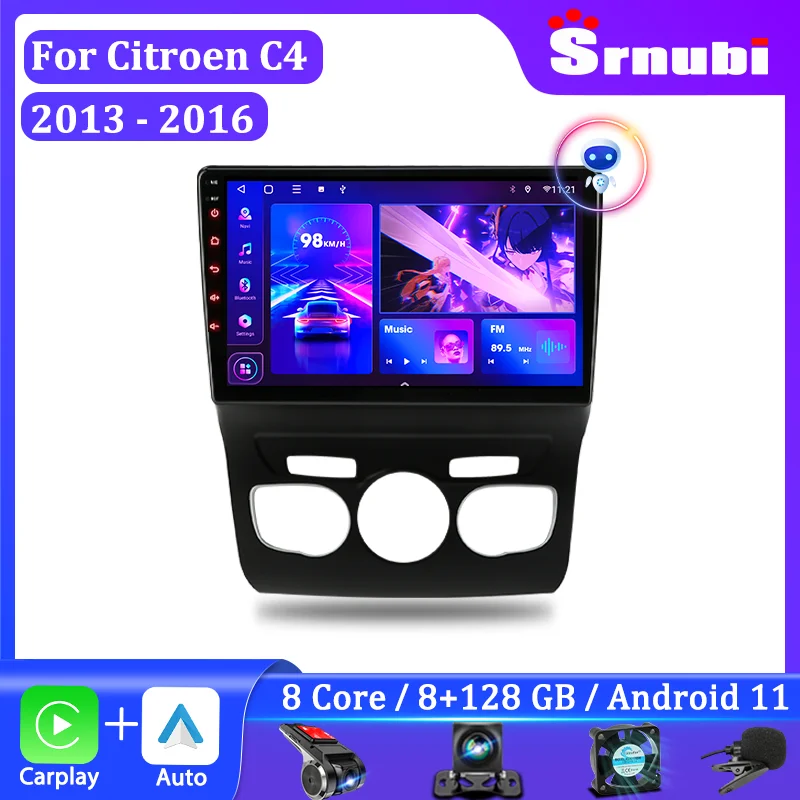 Srnubi для Citroen C4 2 B7 2013 2014 2015 2016 Android Carplay Автомагнитола мультимедийный видеоплеер