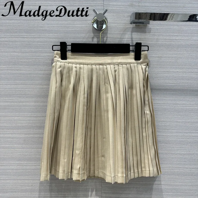 

12.5 MadgeDutti Temperament Sweet Versatile Solid Mini Pleated Skirt Women