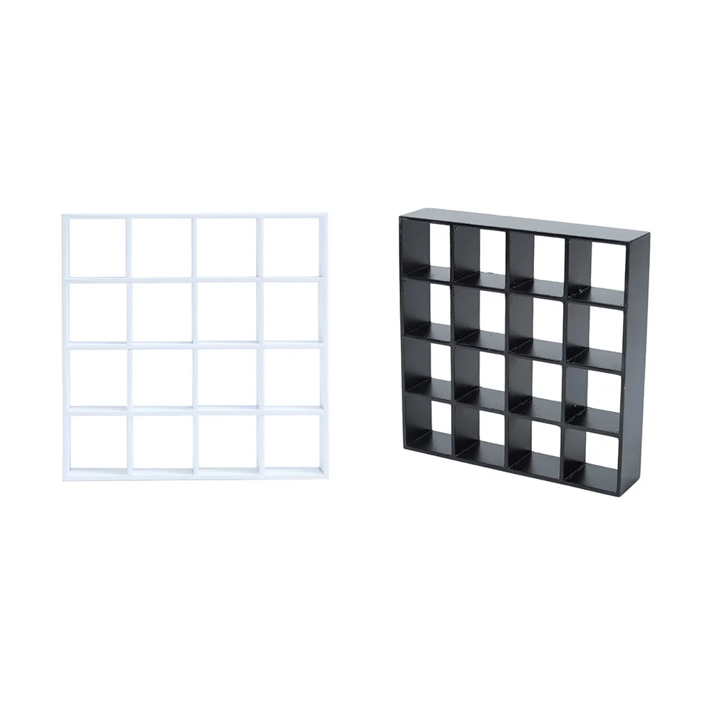 

1 12 Dollhome 16-grid Display Cupboard Storage Shelf Cabinet Showcase Furniture Decorative Accessory Home White