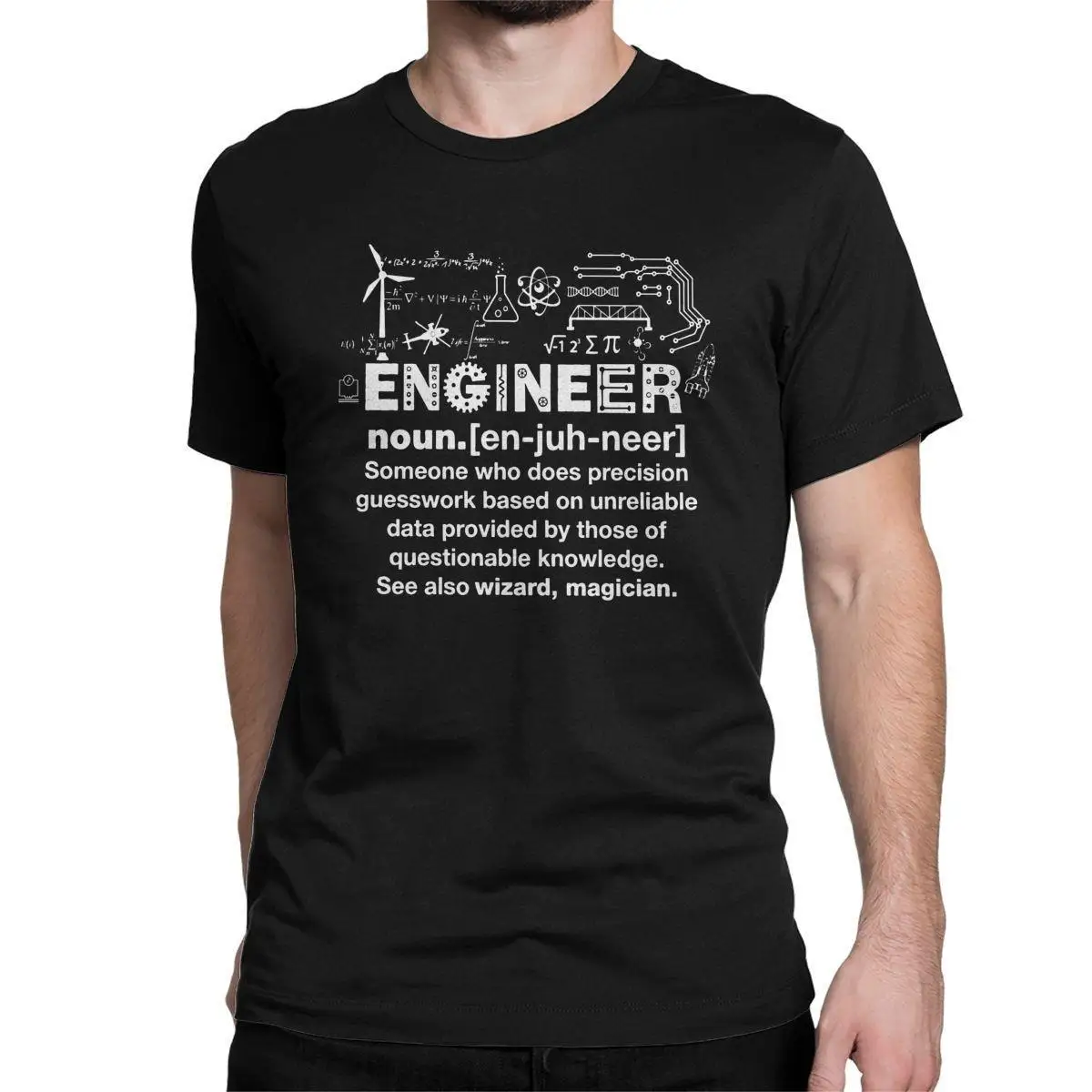 

Vintage Engineer Humor Definition T-Shirts Men Crewneck Cotton T Shirt Engineering Short Sleeve Tees Party Clothing