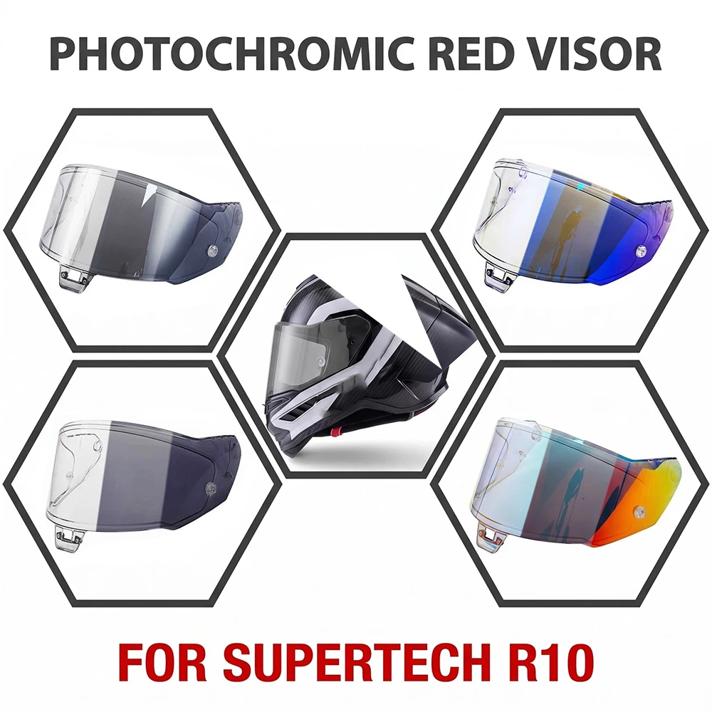 Фото Фотохромные темно-чайные и красные визоры для линз шлемов Alpinestars Supertech R10 №1