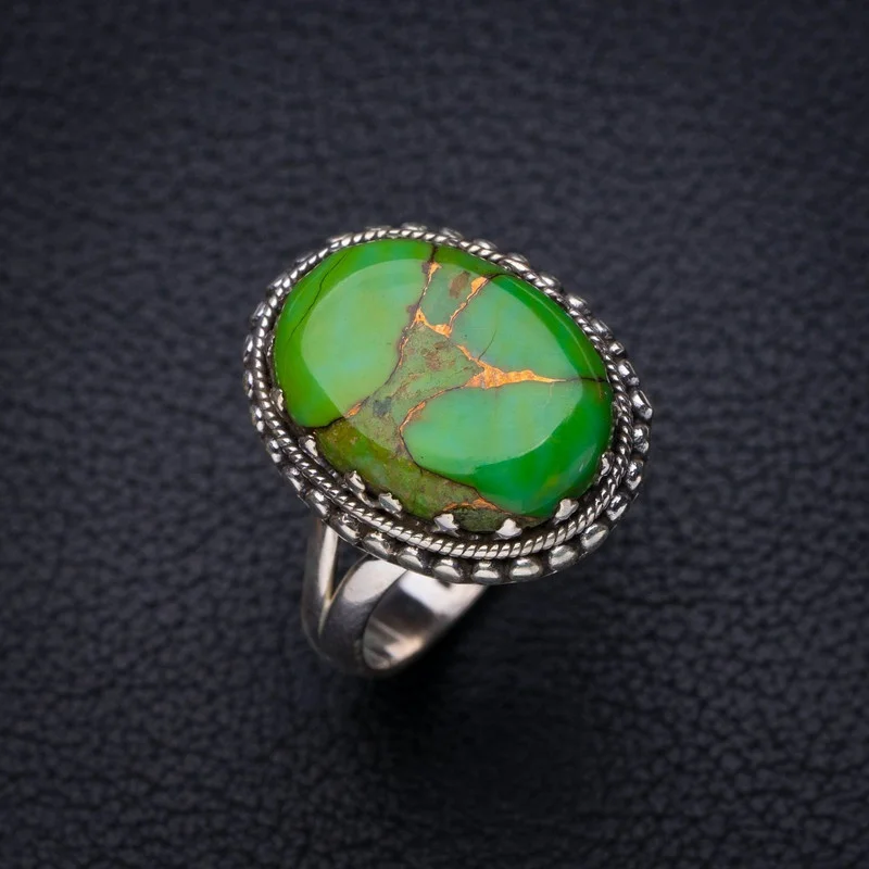 

StarGems Natural Copper Turquoise Handmade 925 Sterling Silver Ring 9.5 E8642