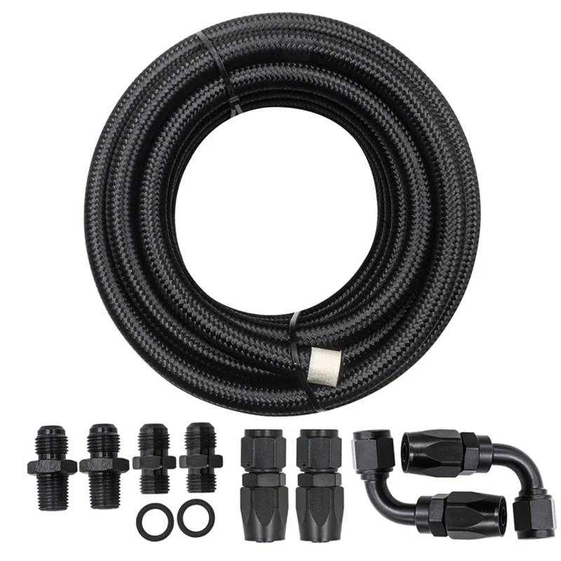

For 4L60E 4L65E Automatic Transmission Cooler Line Kit Black 6AN Fuel Line Hose Kit Aluminum Alloy