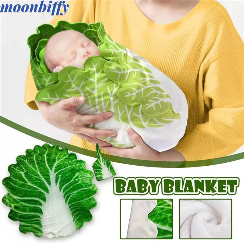 

Baby Blankets Boys Girls With Hat Blanket For Bed Stroller Funny Chinese Cabbage Biscuits Bath Towel Flannel Soft Baby Blanket