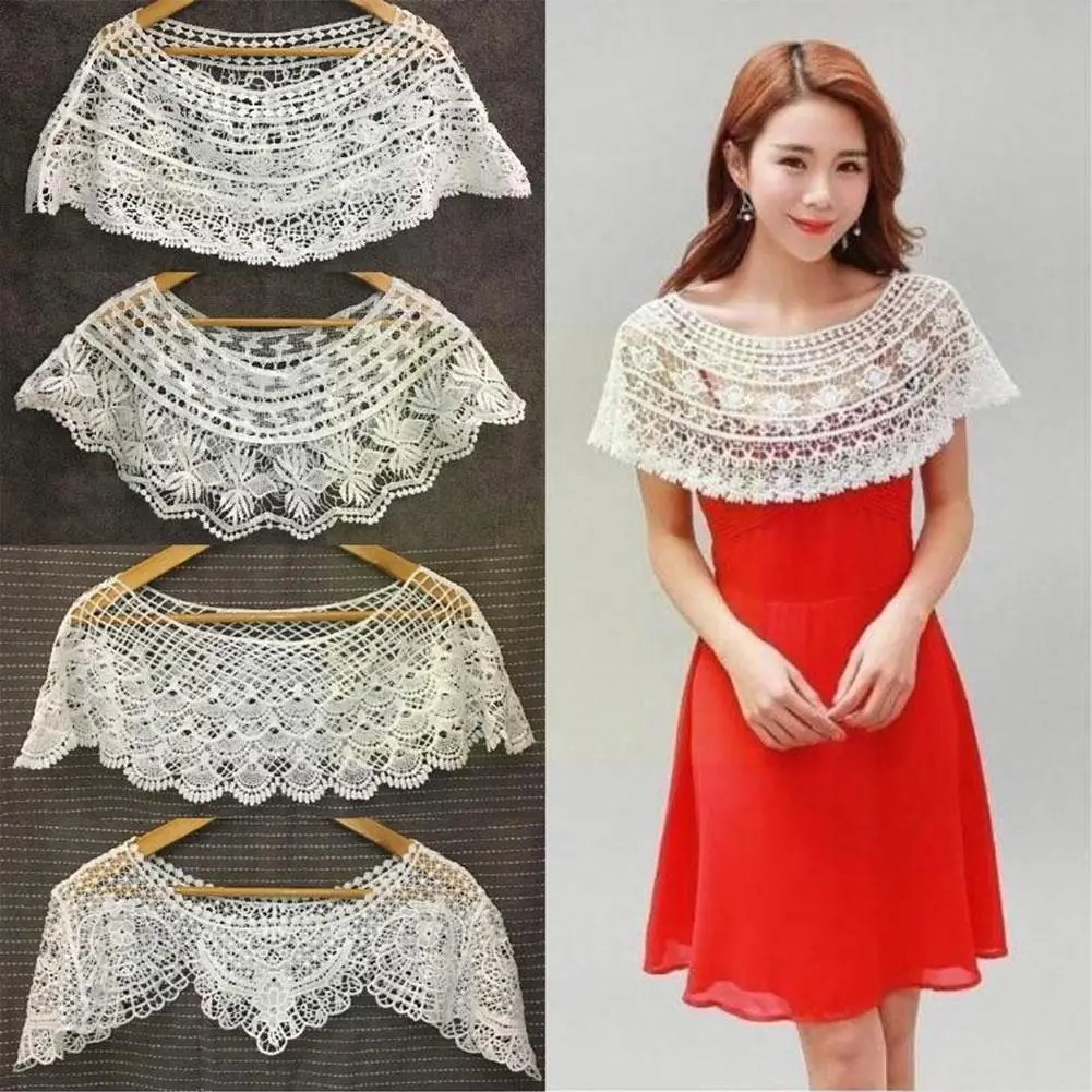 

White Knitted Hollow Lace Shawl Women Vintage Versatile Fake Blouse Shawl Shawl Sling Coat Body Covering Arms Skirt Slim Co N6D0