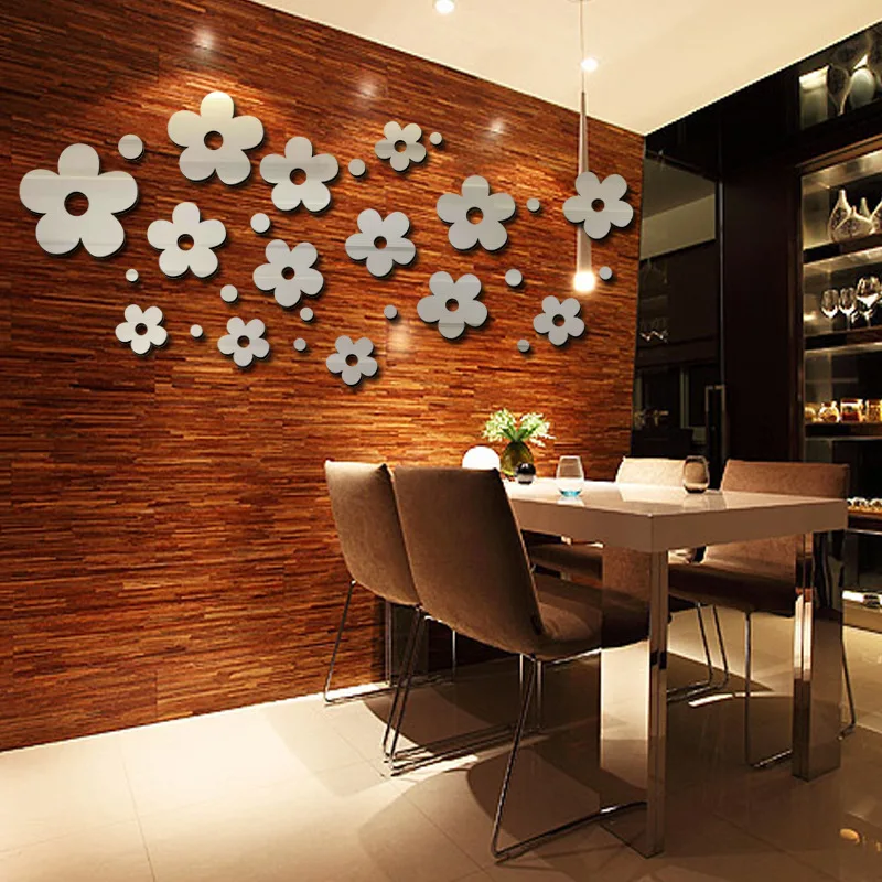 

2022 New Golden Flowers Decoration Mirror Silver Decoration Lens Sticker Decoration Sticker Wall Sticker