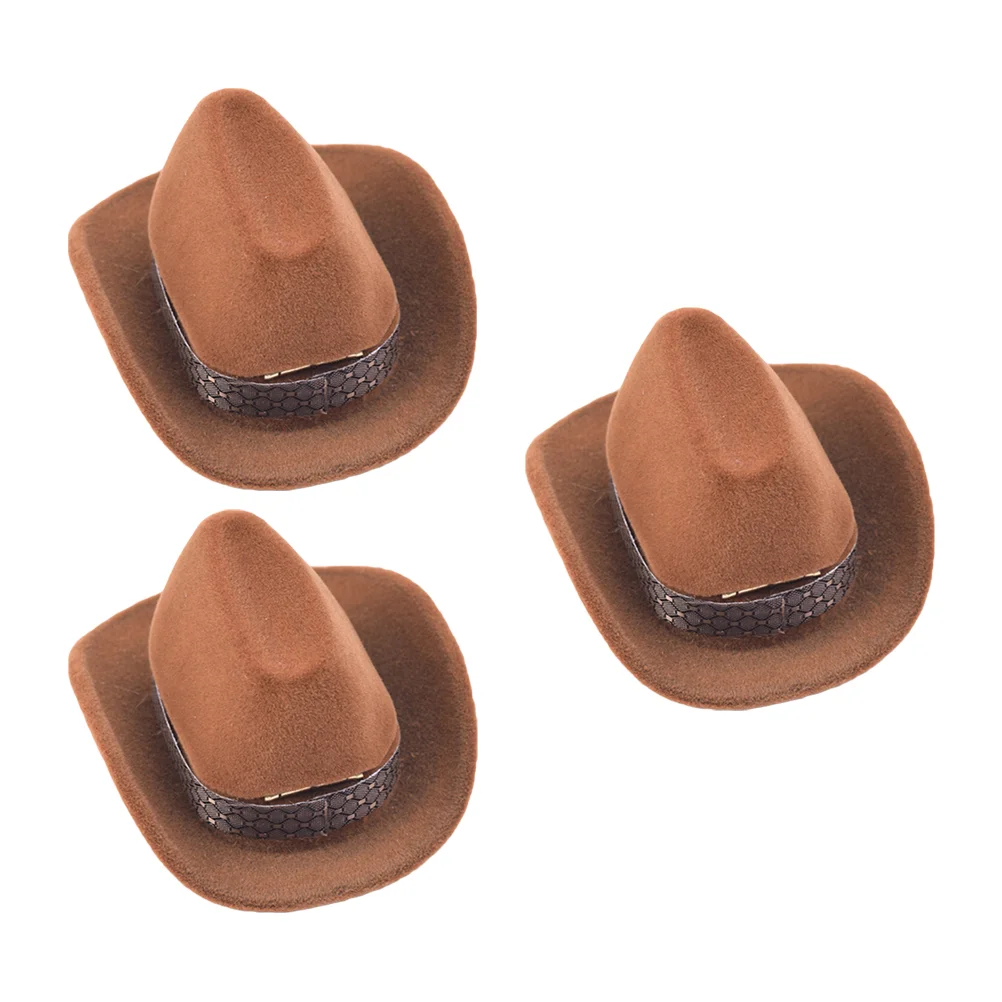 

3 Pcs Ring Jewelry Storage Box Cowboy Hat Jewelry Packaging Box for Banquet