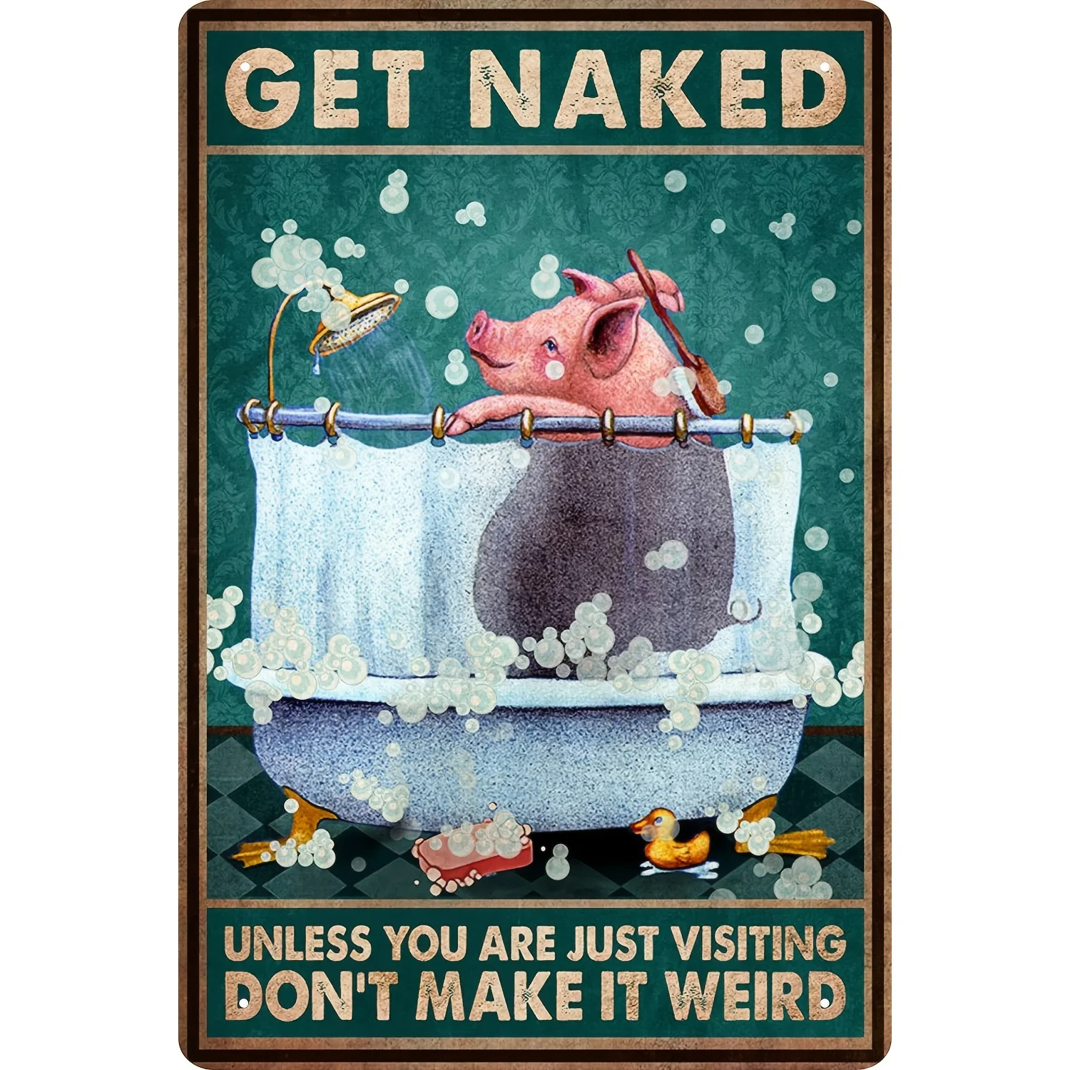 

Funny Pig Decor Tin Sign Bathroom Decor Bathtub Decor Pig Accessories Farm Decor Pig Signs Vintage Wall Art Poster Retro Poster
