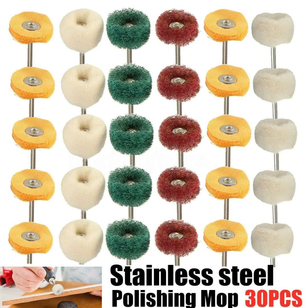 

30Pcs 25mm Buffing Wheel Polishing Mop Polish Pad Polishers For Drill Bit