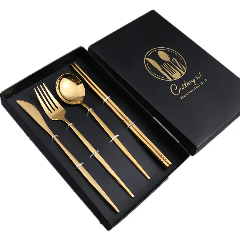 4 шт. Столовое серебро из нержавеющей стали набор столовых приборов нож для