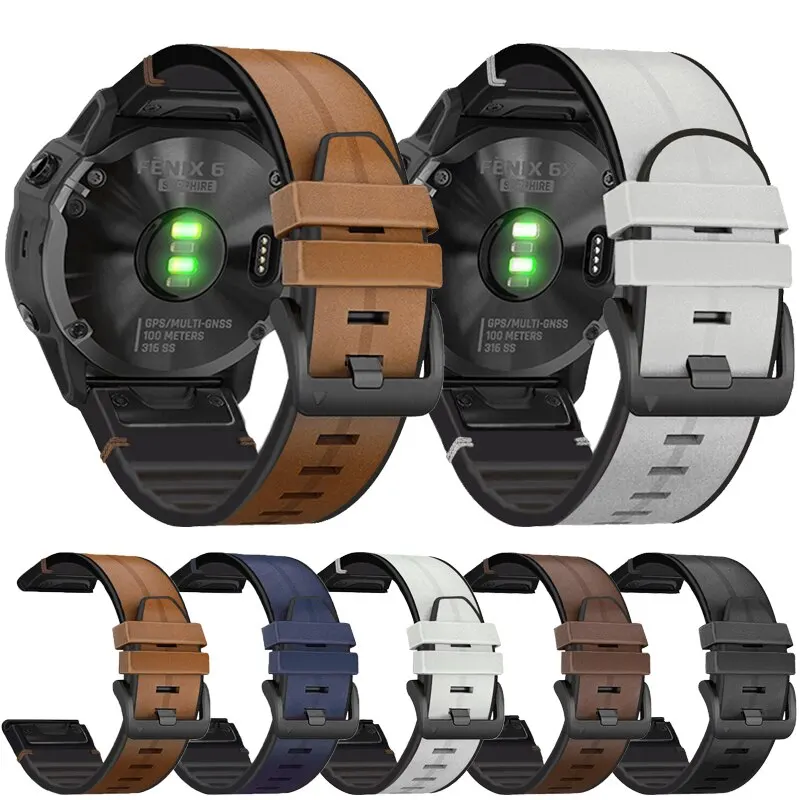 

Ремешок кожаный для наручных часов Garmin Fenix 7x7 5 5X Plus 6 6X Pro 3 3 HR