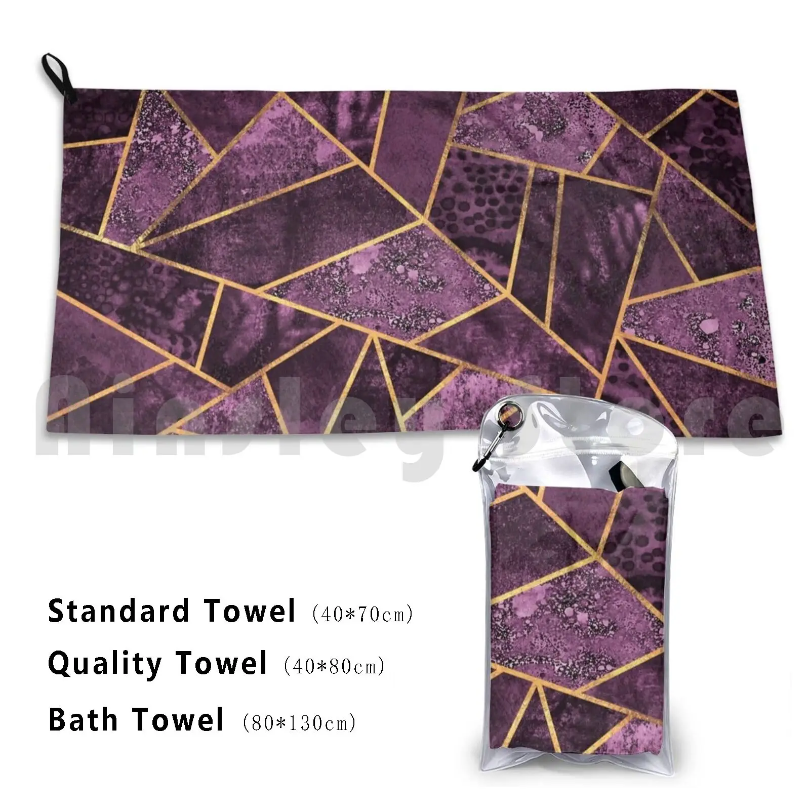 

Plum Stone Bath Towel Beach Cushion Graphic Lines Geometric Geometric Plum Purple Modern