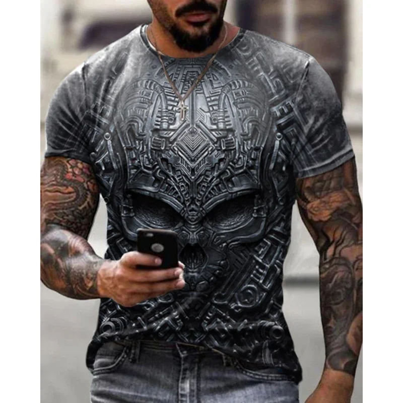 

Retro Viking Tattoo 3D Print Men's T-shirts Street Harajuku New Summer Short Sleeve Oversized Top Fashion Casual O-Neck XXS-6XL