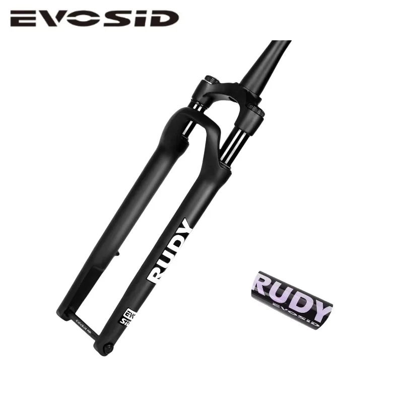 Фото Вилка передняя для велосипеда EVOSID 700C Gravel с воздушной амортизацией, блокировкой, сквозной осью, дисковым тормозом, ультралегкая, из карбонового сплава. №1